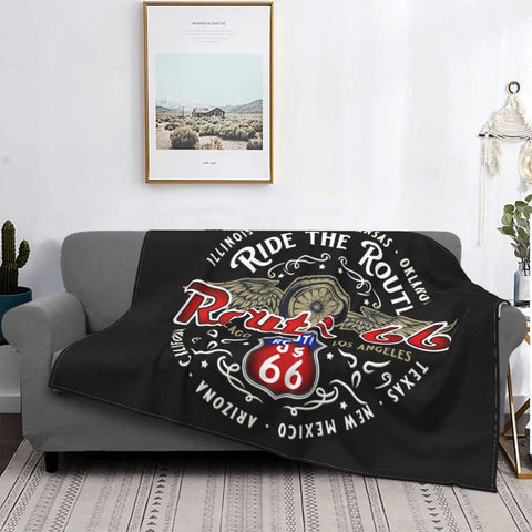 Plaid Moto<br> Route 66 US 150x200cm