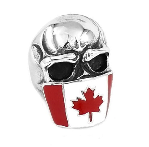 Bague Biker<br> Drapeau Canada (Acier) - Antre du Motard