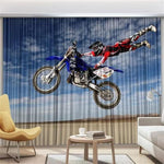 Rideau Moto Cross Figure Artistique 220x214cm Crochets