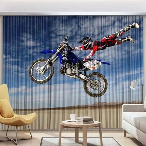 Rideau Moto Cross<br> Figure Artistique 220x214cm Crochets