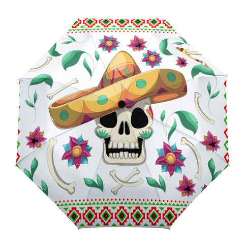 Parapluie Moto Cartoon Crâne avec Chapeau Mexicain - Antre du Motard