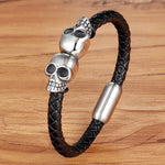 Bracelet Moto Tête de Mort (Cuir)