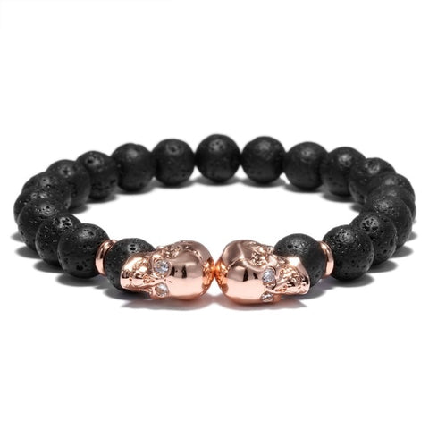 Bracelet Motard<br> Têtes Morbides Rosées (Perles) - Antre du Motard