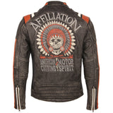 Veste Cuir Biker Crâne Indien